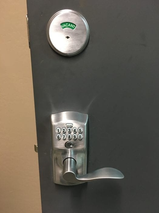 store front lock change with keypad