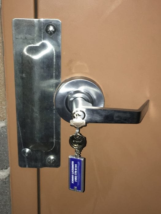 commercial lever handle with key in lock